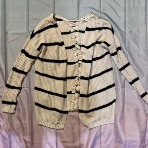 Pink Rose Beige and Black Striped Cardigan
